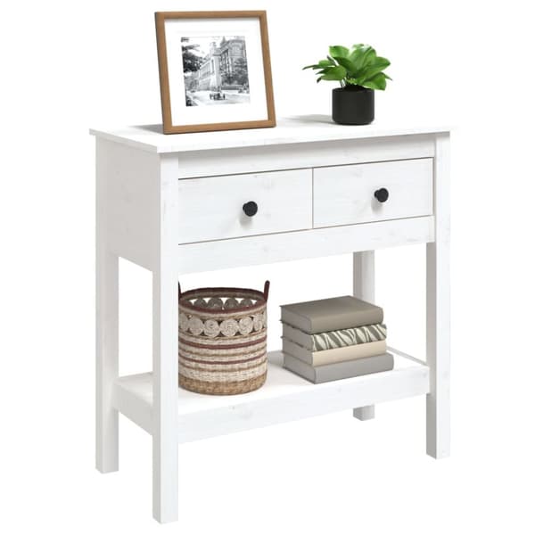 Sideborde - Living konsolbord 75x35x75 cm massivt fyrretræ hvid