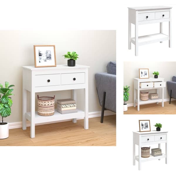 Sideborde - Living konsolbord 75x35x75 cm massivt fyrretræ hvid