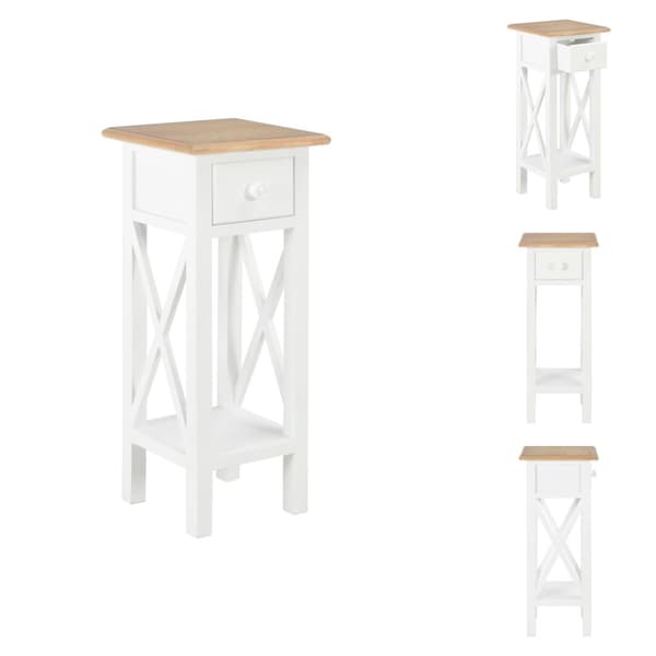 Sideborde - Living sidebord 27 x 27 x 65,5 cm træ hvid