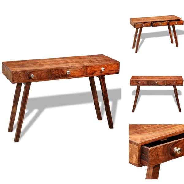 Sideborde - Living konsolbord med 3 skuffer 76 cm massivt sheeshamtræ