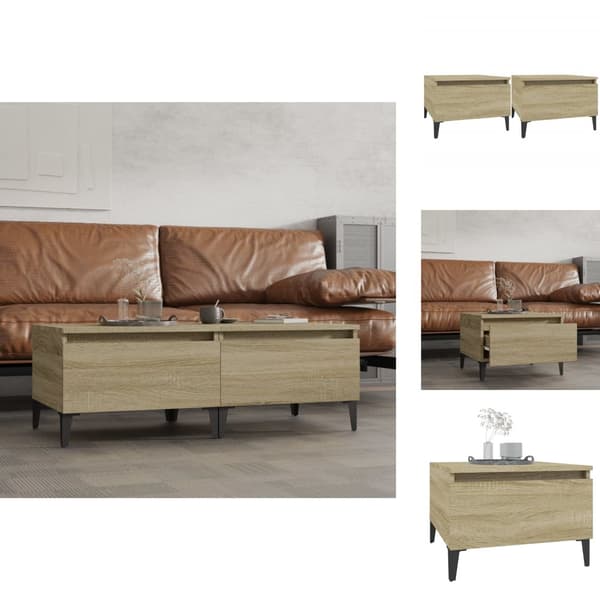 Sideborde - Living sideborde 2 stk. 50x46x35 cm konstrueret træ sonoma-eg