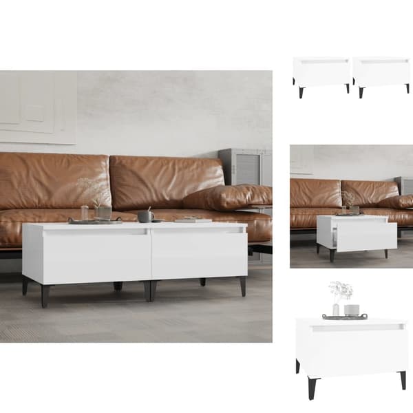 Sideborde - Living sideborde 2 stk. 50x46x35 cm konstrueret træ hvid højglans