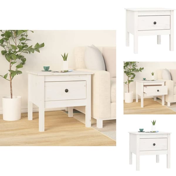 Sideborde - Living sidebord 50x50x49 cm massivt fyrretræ hvid