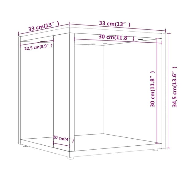 Sideborde - Living sidebord 33x33x34,5 cm konstrueret træ brun egetræ