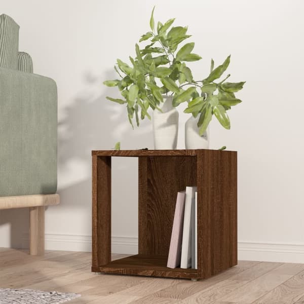 Sideborde - Living sidebord 33x33x34,5 cm konstrueret træ brun egetræ