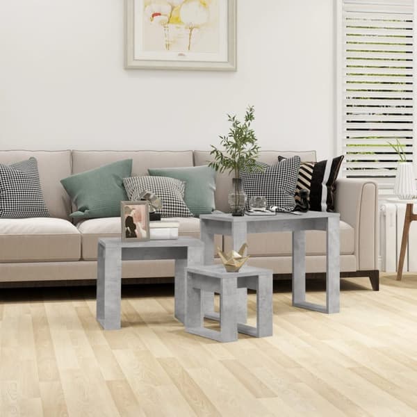 Avlastningsbord - Living Satsbord 3 st betonggrå konstruerat trä