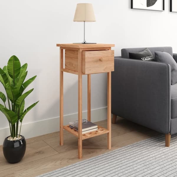 Sideborde - Living sidebord med skuffe 25x25x60 cm massivt træ valnød