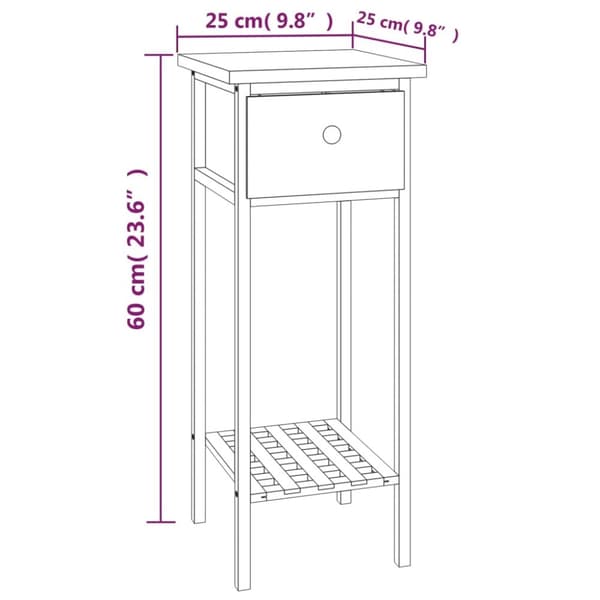 Sideborde - Living sidebord med skuffe 25x25x60 cm massivt træ valnød