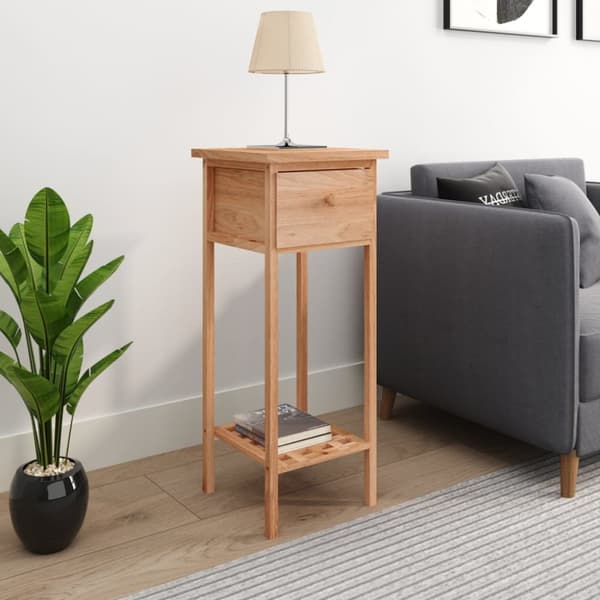 Sideborde - Living sidebord med skuffe 25x25x60 cm massivt træ valnød