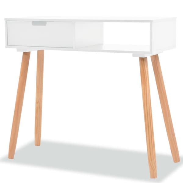 Sideborde - Living konsolbord massivt fyrretræ 80 x 30 x 72 cm hvid