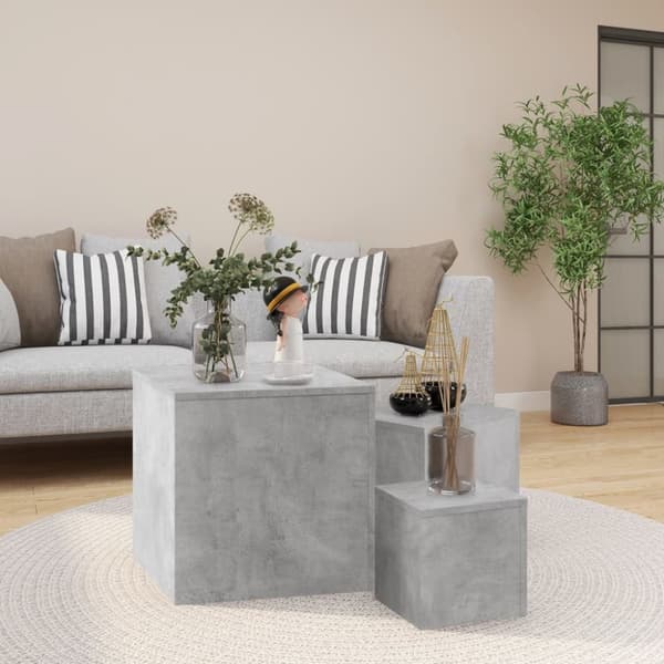 Apupöydät - Living Sivupöydät 3 kpl betoninharmaa tekninen puu