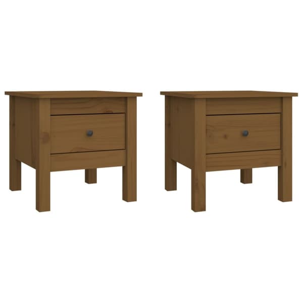 Sideborde - Living sideborde 2 stk. 40x40x39 cm massivt fyrretræ gyldenbrun