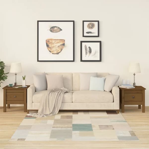 Sideborde - Living sideborde 2 stk. 40x40x39 cm massivt fyrretræ gyldenbrun
