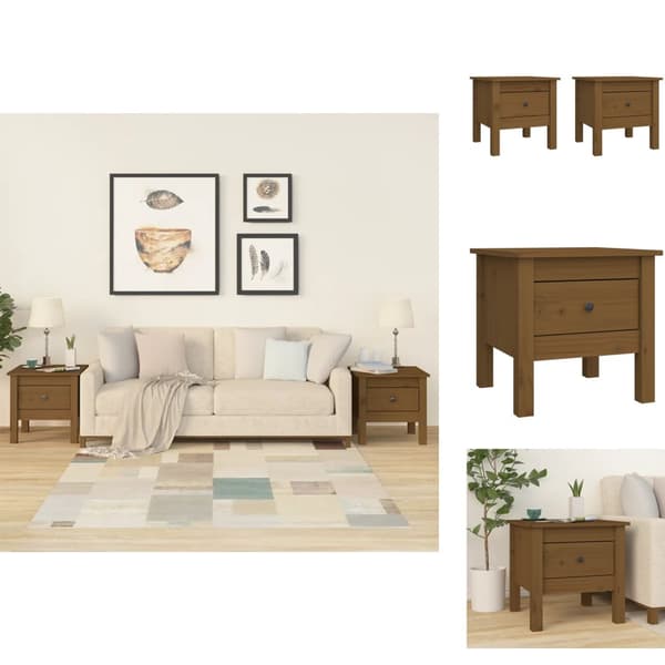 Sideborde - Living sideborde 2 stk. 40x40x39 cm massivt fyrretræ gyldenbrun