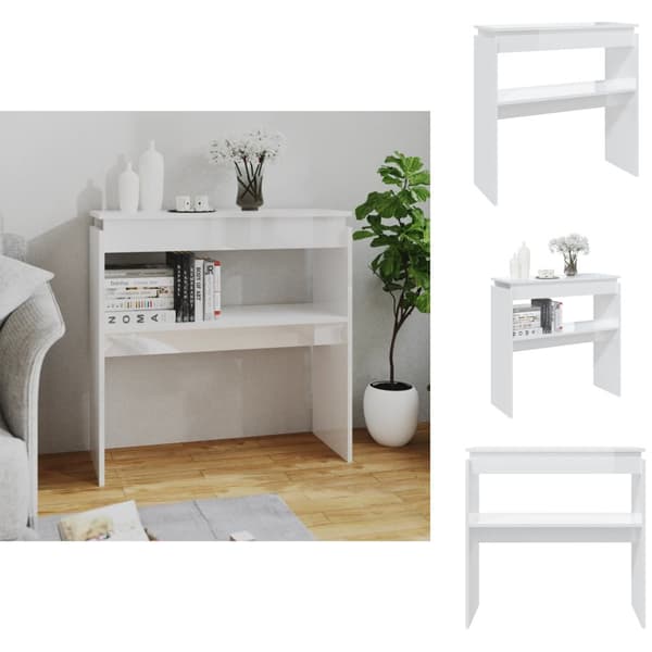 Sideborde - Living konsolbord 80x30x80 cm konstrueret træ hvid højglans