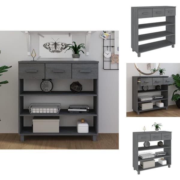 Apupöydät - Living Konsolipöytä HAMAR tummanharmaa 90x35x90 cm täysi mänty