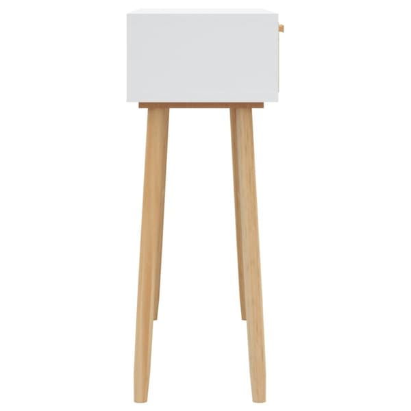Apupöydät - Living Konsolipöytä valkoinen 80x30x75 cm täysi mänty ja rottinki