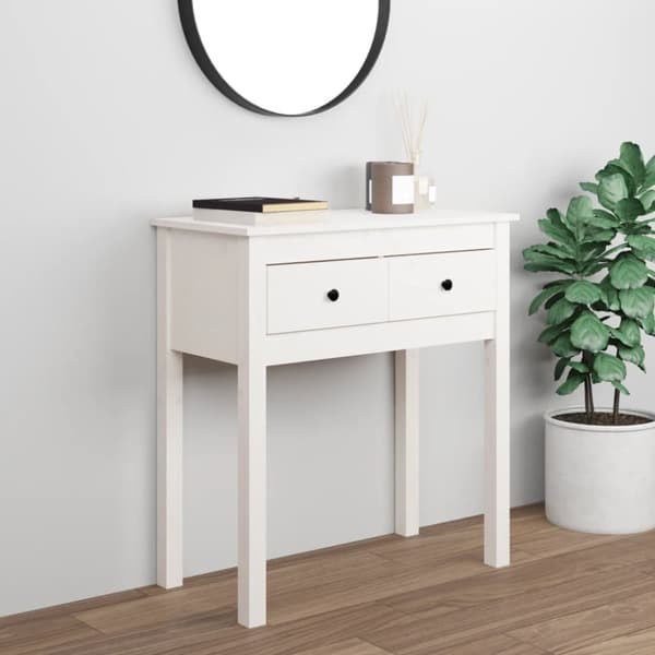 Apupöydät - Living Konsolipöytä valkoinen 70x35x75 cm täysi mänty