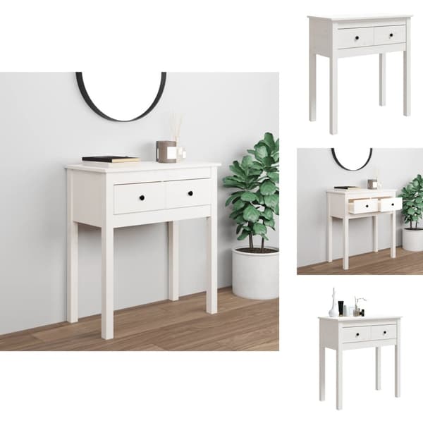 Sideborde - Living konsolbord 70x35x75 cm massivt fyrretræ hvid