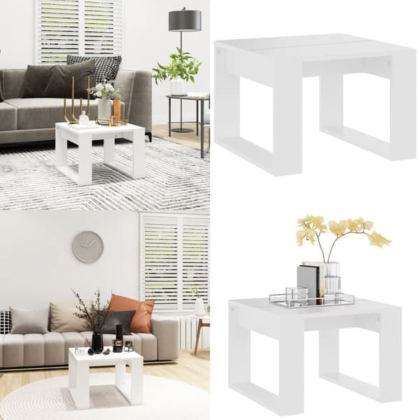 Sidobord vit 50x50x35 cm konstruerat trä - Soffbord - Bord - Home & Living