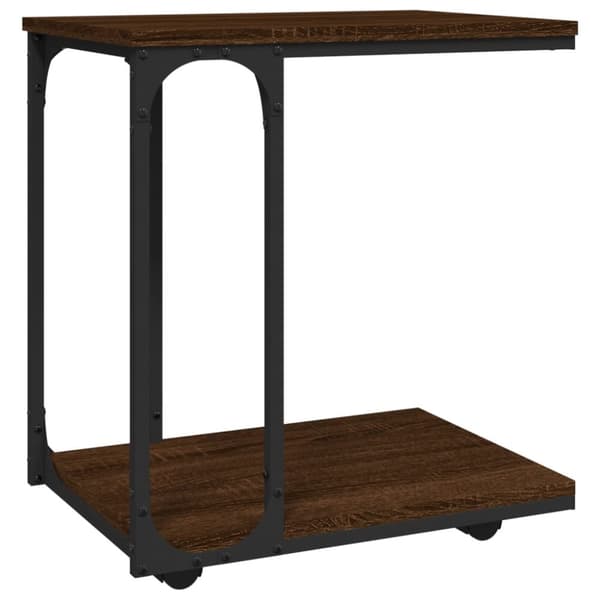 Sidebord med hjul 50x35x55,5 cm konstrueret træ brunt egetræ - Sidebord - Sideborde - Home & Living