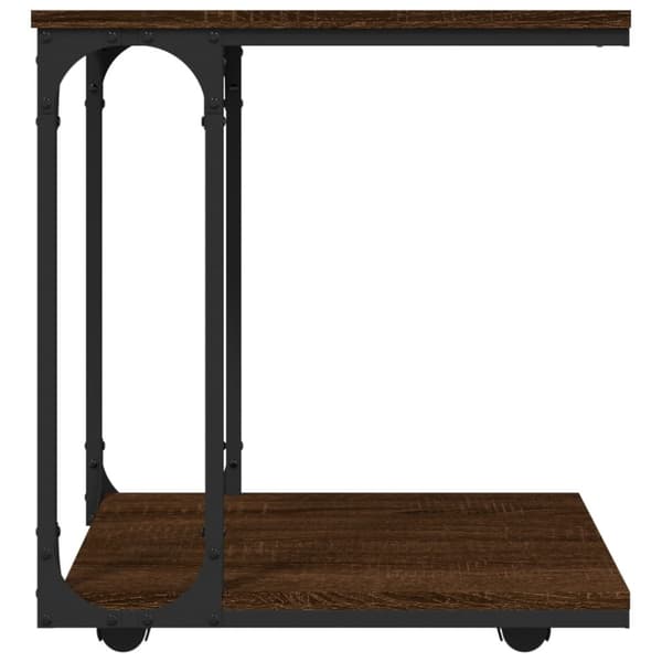 Sidebord med hjul 50x35x55,5 cm konstrueret træ brunt egetræ - Sidebord - Sideborde - Home & Living