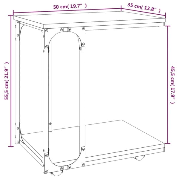 Sidebord med hjul 50x35x55,5 cm konstrueret træ brunt egetræ - Sidebord - Sideborde - Home & Living