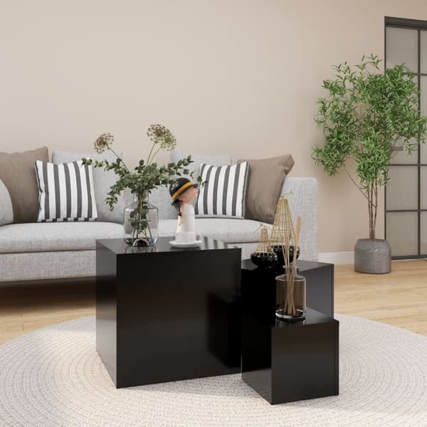 Sidobord 3 st svart spånskiva - Sidobord - Bord - Home & Living