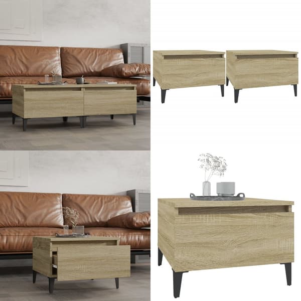 Sideborde 2 stk. 50x46x35 cm konstrueret træ sonoma-eg - Sidebord - Sideborde - Home & Living