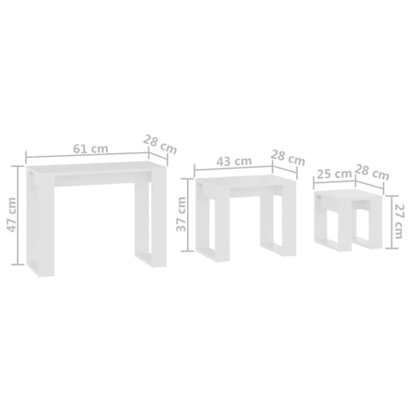 Indskudsborde 3 stk. Konstrueret træ hvid - Indskudsbord - Indskudsborde - Home & Living