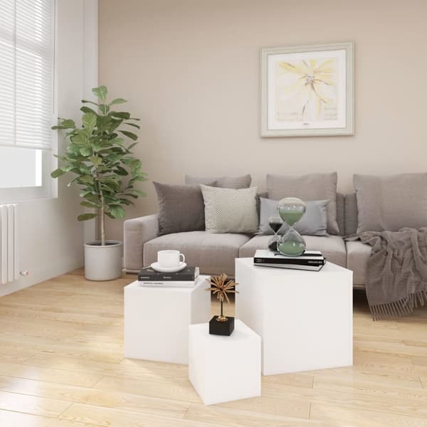 Sideborde 3 dele spånplade hvid - Sidebord - Sideborde - Home & Living