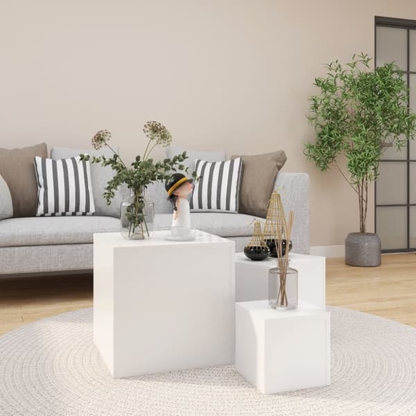 Sideborde 3 dele spånplade hvid - Sidebord - Sideborde - Home & Living