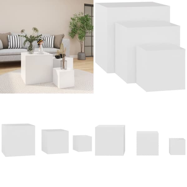 Sideborde 3 dele spånplade hvid - Sidebord - Sideborde - Home & Living