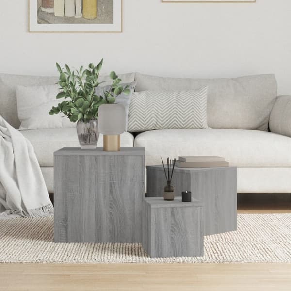 Sivupöydät 3 kpl harmaa Sonoma tekninen puu - Sivupöytä - Sivupöydät - Home & Living