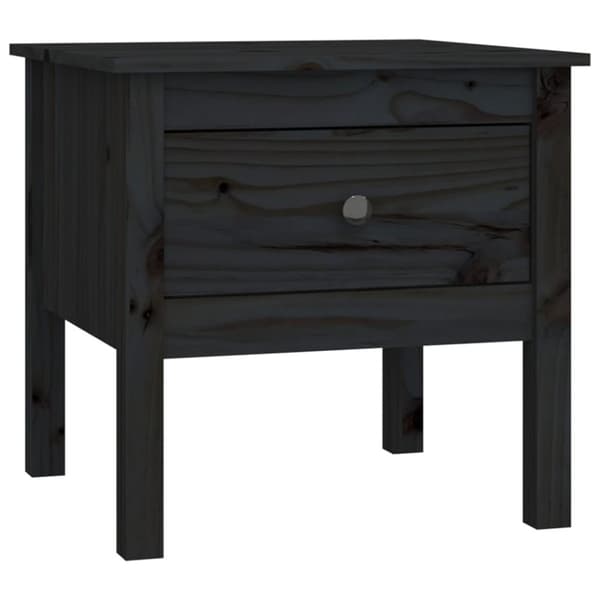 Sivupöytä musta 50x50x49 cm täysi mänty - Sivupöytä - Sivupöydät - Home & Living
