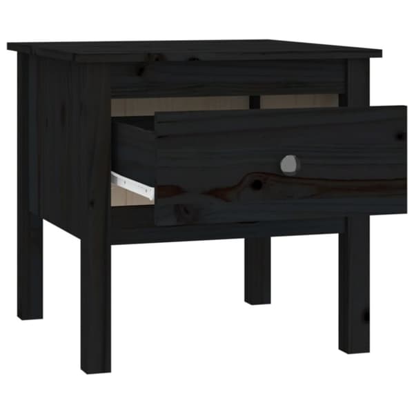 Sivupöytä musta 50x50x49 cm täysi mänty - Sivupöytä - Sivupöydät - Home & Living