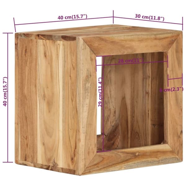 Skammel 40x30x40 cm massivt akacietræ - Skammel - Skamler - Home & Living