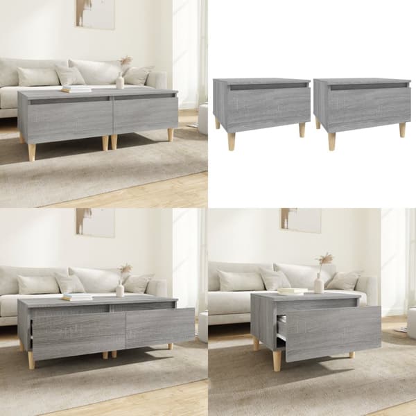 Sideborde 2 stk. 50x46x35 cm konstrueret træ grå sonoma-eg - Sidebord - Sideborde - Home & Living
