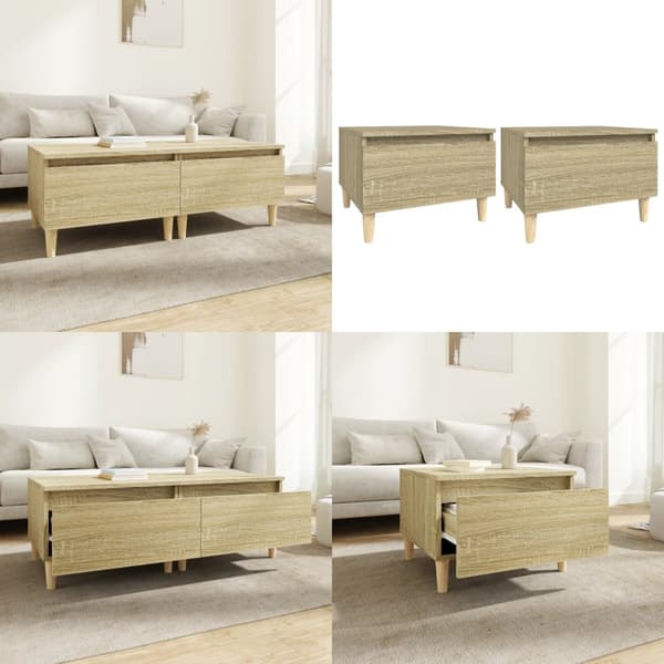 Sideborde 2 stk. 50x46x35 cm konstrueret træ sonoma-eg - Sidebord - Sideborde - Home & Living