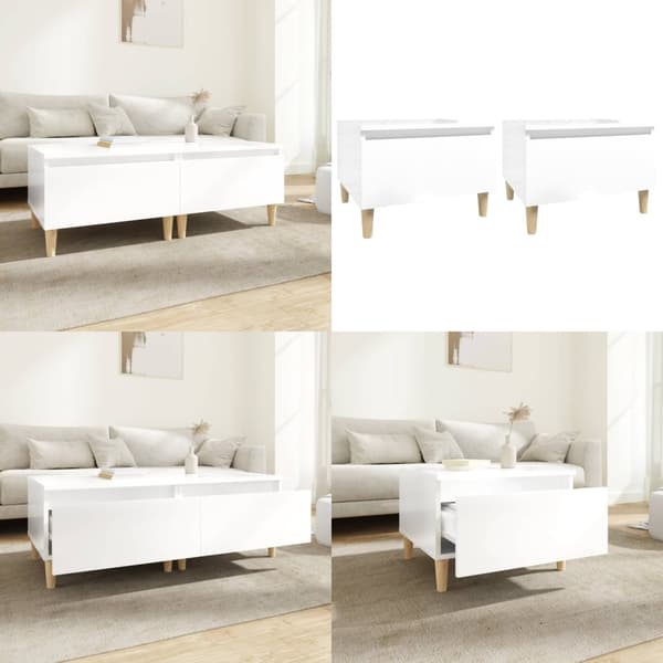 Sideborde 2 stk. 50x46x35 cm konstrueret træ hvid højglans - Sidebord - Sideborde - Home & Living