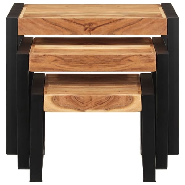 Indskudsborde 3 dele massivt træ med sheeshamfinish - Sidebord - Sideborde - Home & Living
