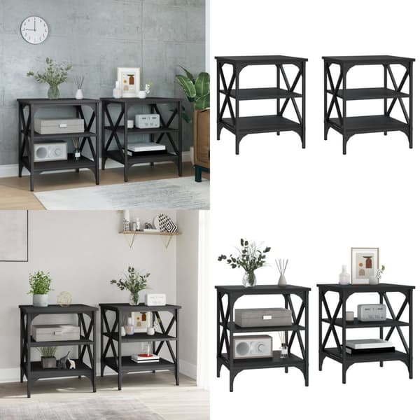 Sideborde 2 stk. 40x42x50 cm konstrueret træ sort - Sidebord - Sideborde - Home & Living