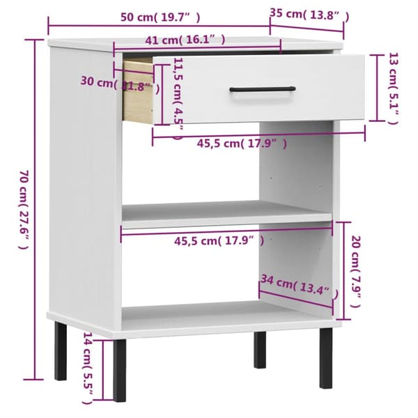 Konsolbord med metallben OSLO vit massiv furu - Konsolbord - Konsol Bord - Home & Living