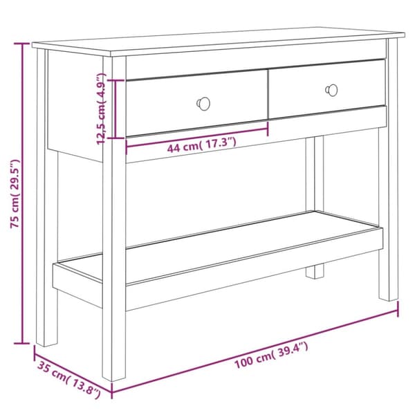 Konsolbord 100x35x75 cm massivt fyrretræ - Konsolbord - Konsolborde - Home & Living