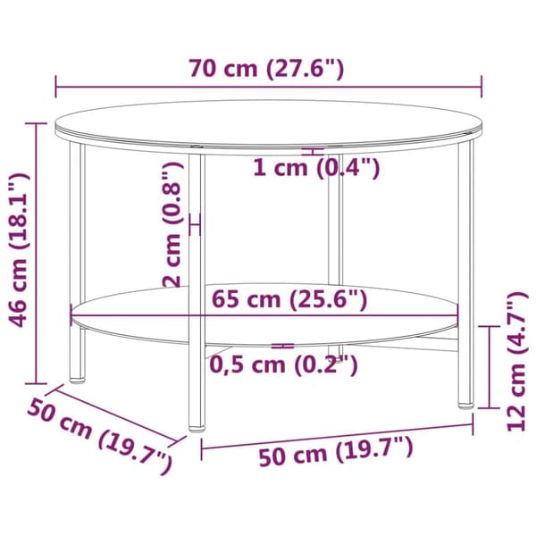 Soffbord svart och transparent 70 cm härdat glas - Sidobord - Bord - Home & Living