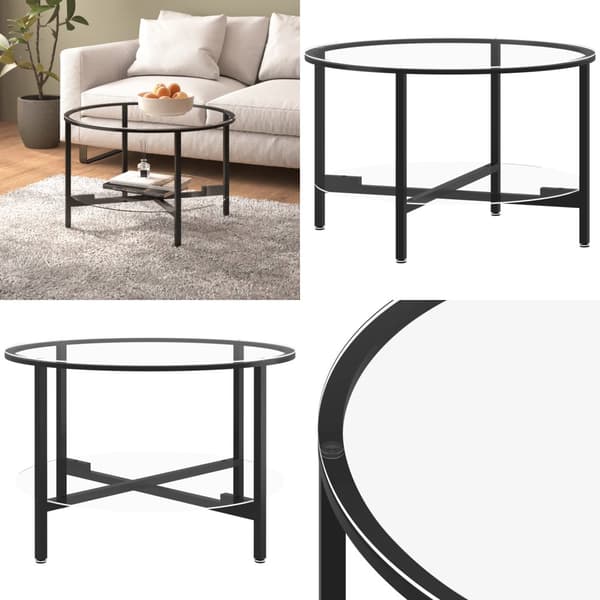 Soffbord svart och transparent 70 cm härdat glas - Sidobord - Bord - Home & Living