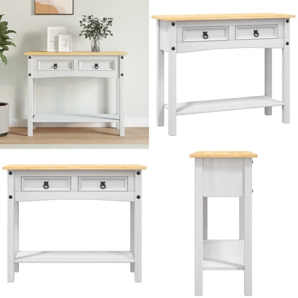 Konsolbord Corona-serien 90x34,5x73 cm mexicansk fyrretræ hvid - Konsolbord - Konsolborde - Home & Living