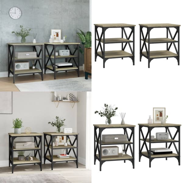 Sideborde 2 stk. 40x42x50 cm konstrueret træ sonoma-eg - Sidebord - Sideborde - Home & Living