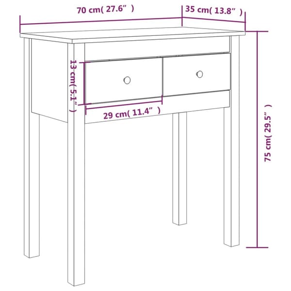 Konsolbord 70x35x75 cm massivt fyrretræ - Konsolbord - Konsolborde - Home & Living
