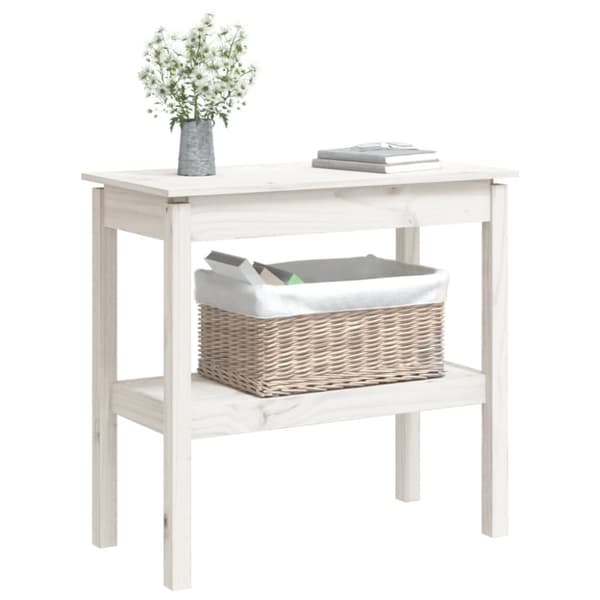 Konsolbord vit 80x40x75 cm massiv furu - Konsolbord - Träkonsolbord - Home & Living
